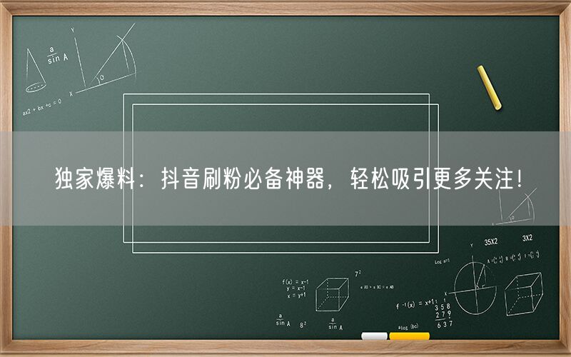 独家爆料：抖音刷粉必备神器，轻松吸引更多关注！